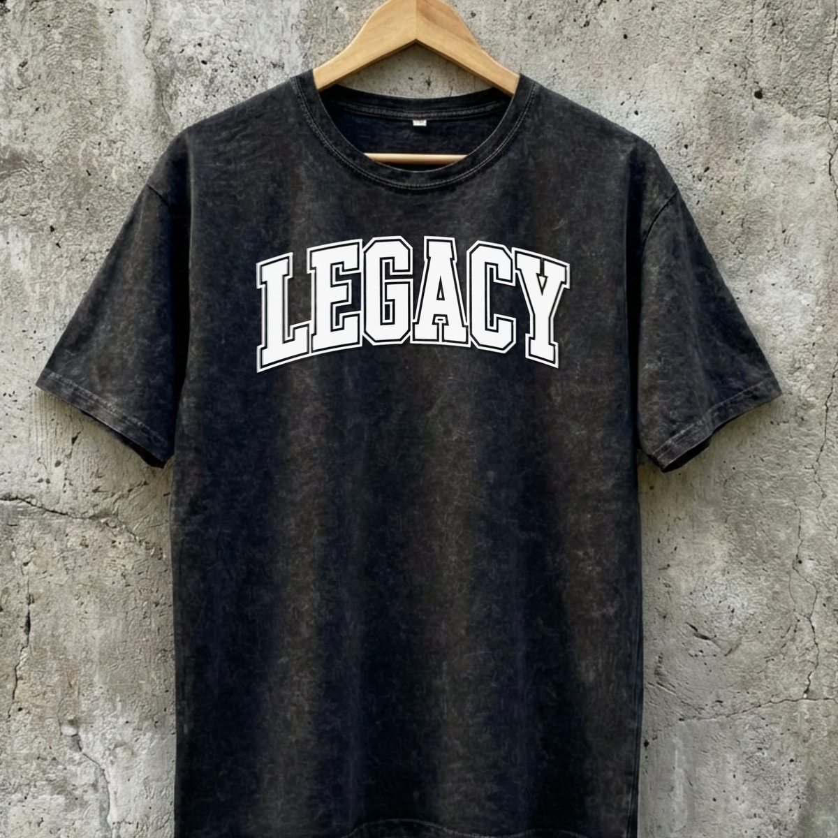 Legacy Varsity PUFF PRINT Mineral Wash Tee (Black)
